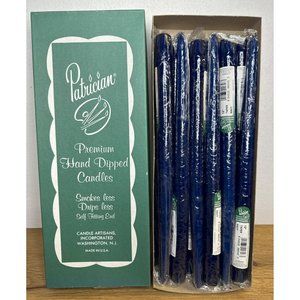 Patrician 12-inch Hand Dipped TAPERED CANDLES Navy Blue 12 NEW in Box